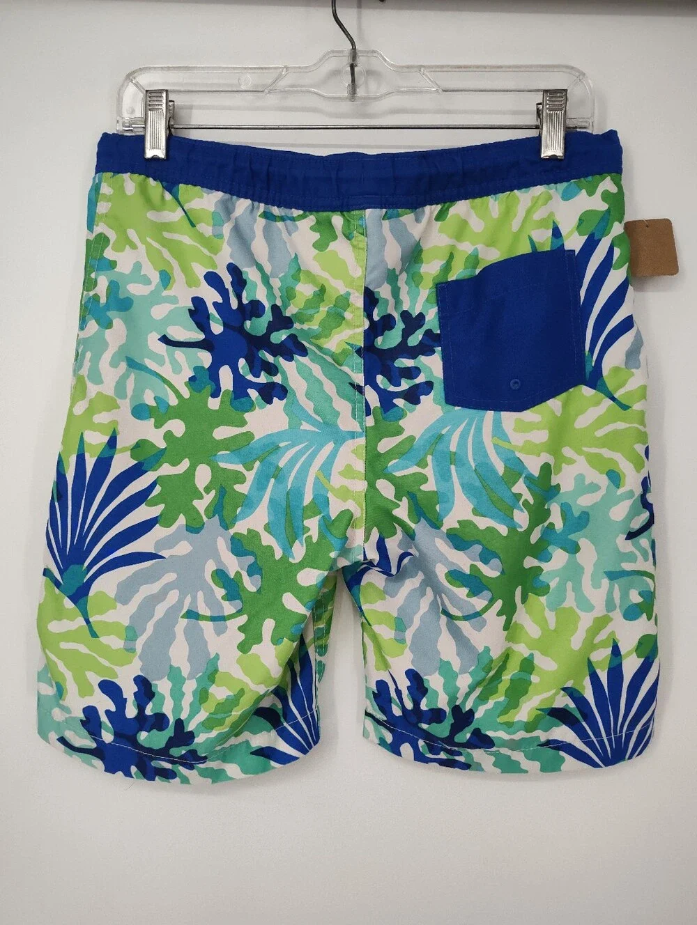 Lands' End Boys Blue & Green Tropical Swim Trunks Size Large, 14-16
